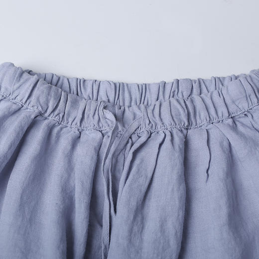绽放D904朵/素衣/2019秋新款松紧腰蕾丝拼接苎麻宽松休闲阔腿裤女 商品图1