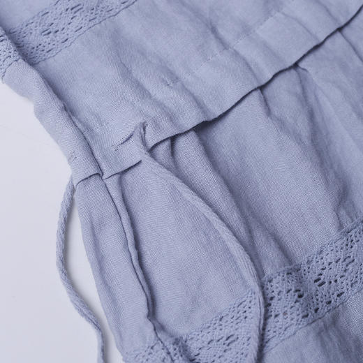 绽放D904朵/素衣/2019秋新款松紧腰蕾丝拼接苎麻宽松休闲阔腿裤女 商品图3