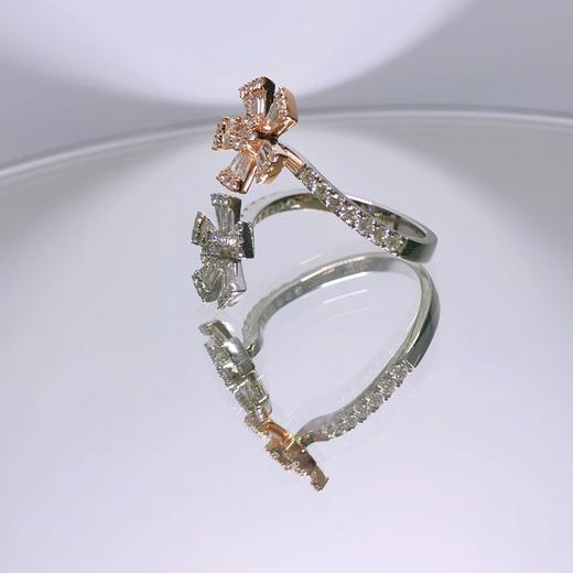 「指间花」18k玫瑰金白金钻石指间戒 商品图2