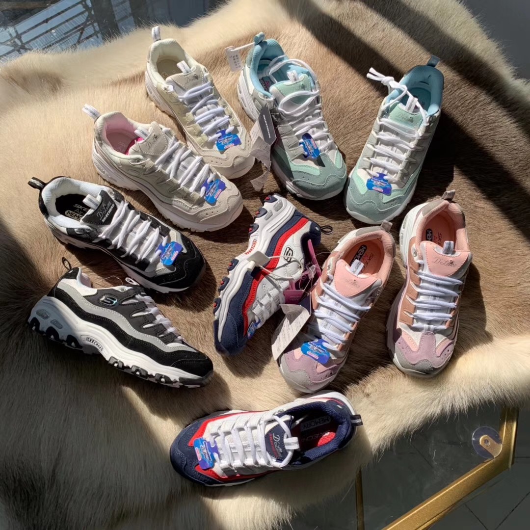 品公司货skechers 斯凯奇新款d"lites厚底增高熊猫鞋 复古老爹鞋 35
