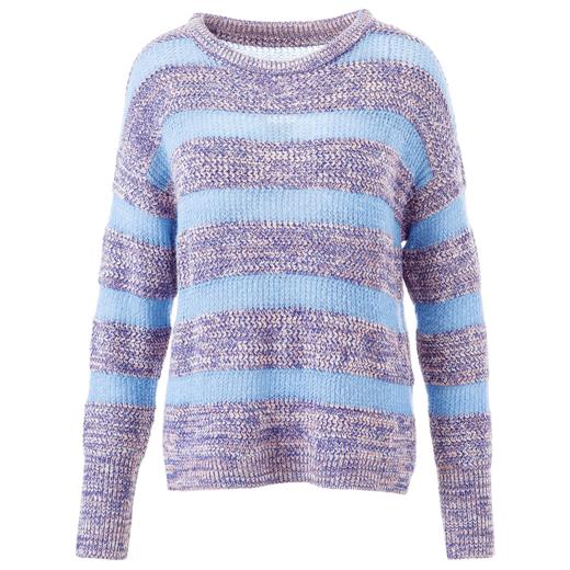 欧芮儿撞色毛衣女宽松春装新款百搭条纹毛衫女开叉针织衫 商品图4