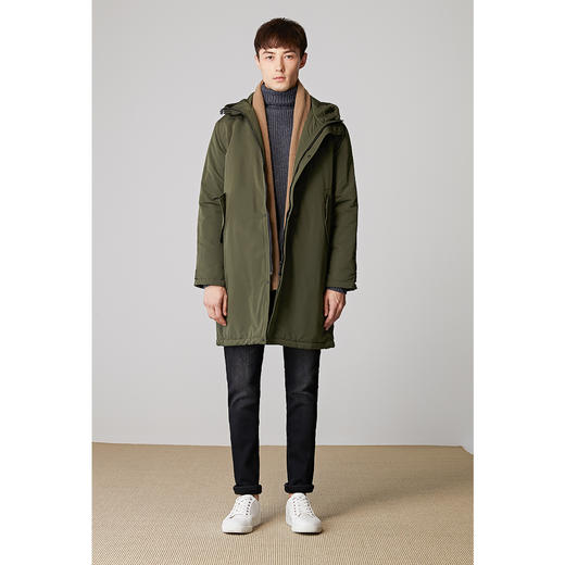 墨麦客男装冬季新款中长款连帽棉服外套男士拉链棉大衣8265 商品图1