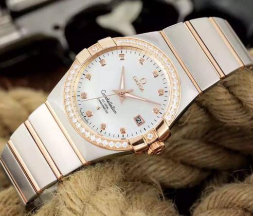 V6欧米茄星座系列123.25.35.20.52.001机械男士手表，大号38.5mm，小号35.5mm。精钢镀18k表链表壳，8500全自动机械机芯 商品图0