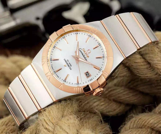 V6欧米茄星座系列123.10.38.21.02.001机械男士手表，直径:大号38.5mm，小号35.5mm。精钢镀18k表链表壳，8500全自动机械机芯，蓝宝石镜面，男士手表，精钢表带，透底 商品图0