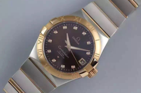 V6欧米茄星座系列123.20.35.20.63.001机械男士手表，大号38.5mm，小号35.5mm。精钢镀18k表链表壳，8500全自动机械机芯，