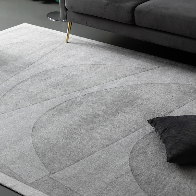 卡乐美 轻奢客厅地毯灰色简约设计茶几垫现代别墅房间