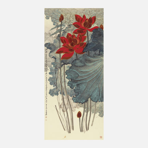 近_张大千「金线荷花」精品复制画 商品图0