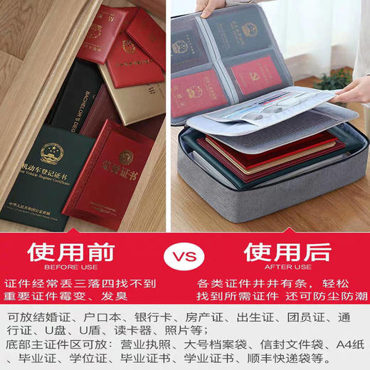 家庭证件收纳包盒家用多层大容量多功能箱档案文件护照卡包整理袋 商品图2
