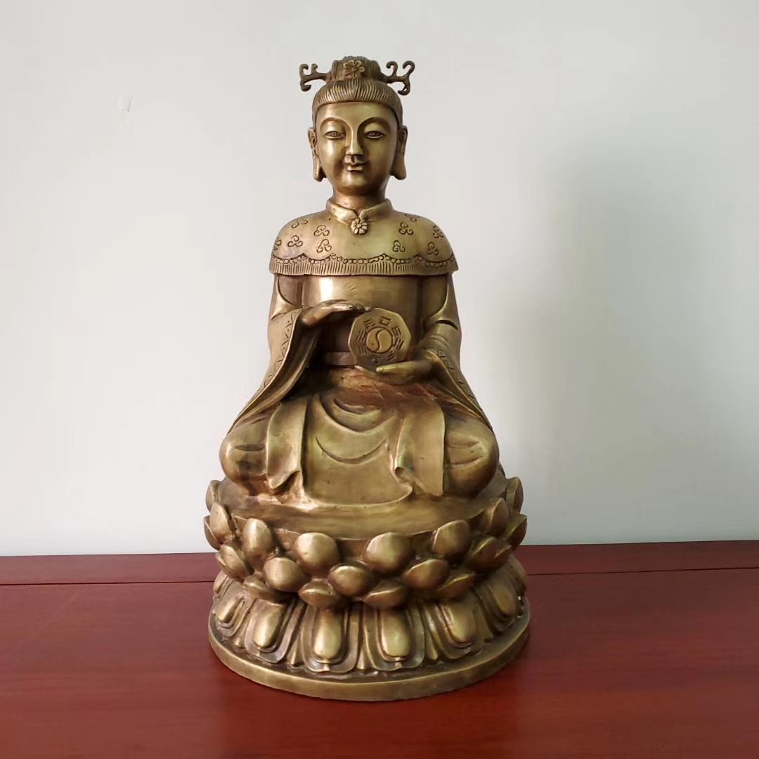 纯铜无生老母铜像,高约40厘米