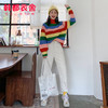韩都衣舍2019秋装新款韩版女装撞色彩虹上衣毛衣针织衫OM80947樰 商品缩略图1