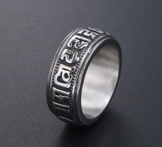【首饰】复古时尚钛钢饰品 六字真言戒指 商品图2