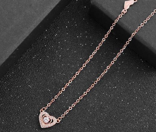 【首饰】s925纯银简约爱心锆石吊坠锁骨链 商品图1