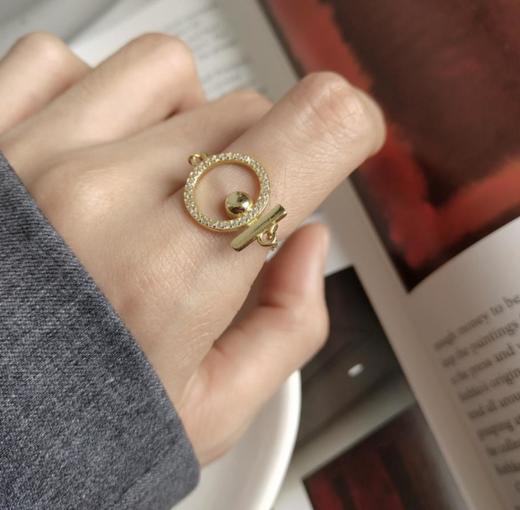 【首饰】925纯银指环金色戒简约百搭圆圈可调节戒指 商品图0