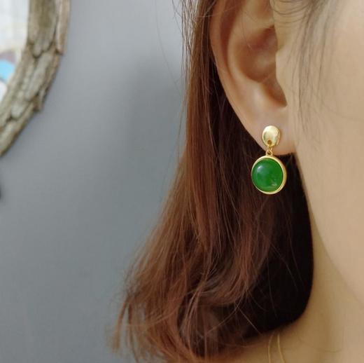 【首饰】925纯银绿玛瑙耳钉女日简约气质甜美耳饰 商品图0