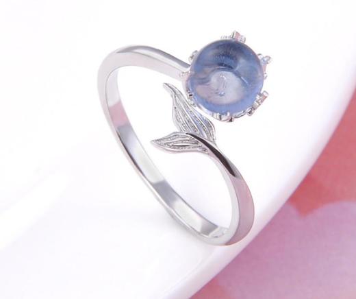 【首饰】s925纯银戒指简约镶水晶戒指开口 时尚潮流 商品图2