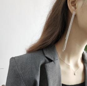 【首饰】925纯银流苏锆钻耳钉简约时尚耳坠