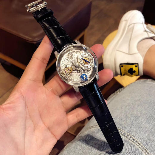 捷克豹 【EPIC X CHRONO】 系列球体 星空盘 大表盘石英机芯艺术系手表水晶玻璃牛皮表带 商品图0