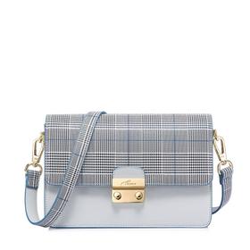 【一般贸易】【授权商品】纽芝兰（NUCELLE） 韩版格子元素链条包斜挎包 冷月灰302