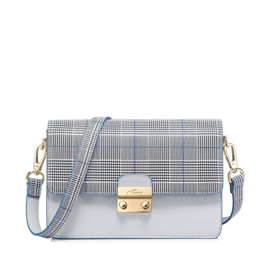 【一般贸易】【授权商品】纽芝兰（NUCELLE） 韩版格子元素链条包斜挎包 冷月灰302 商品图0