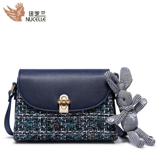 【一般贸易】【授权商品】纽芝兰（NUCELLE）新款复古粗花呢chic风女包 黎明蓝355 商品图0