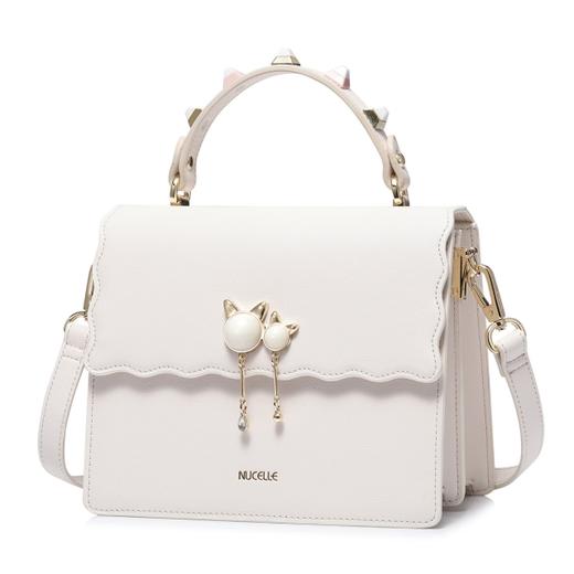 【一般贸易】【授权商品】纽芝兰（NUCELLE） 新款韩版猫咪珍珠女包 俏皮白149 商品图0
