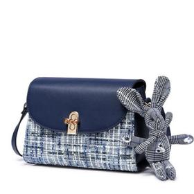 【一般贸易】【授权商品】纽芝兰（NUCELLE）新款复古粗花呢chic风女包 活力蓝355 