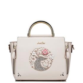 【一般贸易】【授权商品】欧时纳（JUST STAR） 韩版手提单肩笑脸女士包 米白色337