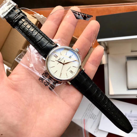 原单渠道出口订单！瑞士机 IWC万国柏涛菲诺 系列 表径40mm 美洲鳄鱼皮表带 男士腕表
经典款白面金针IW356517 商品图2
