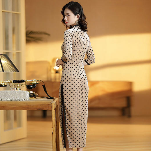 民国风改良，波点印花旗袍裙AYK-QF190817 商品图2