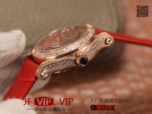 萧邦HAPPYSPORT系列女士腕表，快乐钻系列最有特色是夹层玻璃的五颗钻石产生自旋犹如舞蹈9015机芯，36尺寸，女士腕表，皮表带，自动机械机芯，透底。 商品图4