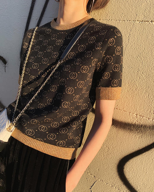 THS 10.8 GU+ 意大利菲尔普斯进口羊毛金丝 嵌花双织-短袖针织衫 BM2230 商品图1