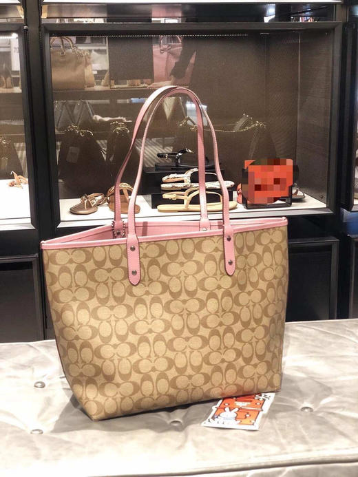 最后一枚美现！Coach独角兽粉拼老花双面敞口购物袋 商品图2