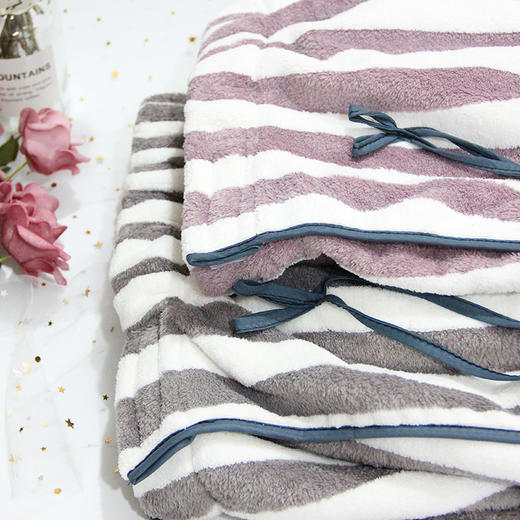 阳离子浴裙客人服宽条 豆沙 灰色 商品图1