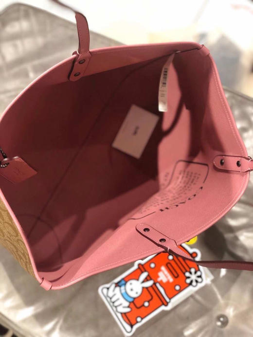 最后一枚美现！Coach独角兽粉拼老花双面敞口购物袋 商品图3
