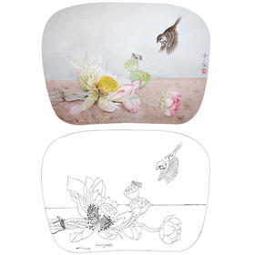 杨冬冬工笔花鸟白描底稿-荷花小品-暮云-HD12