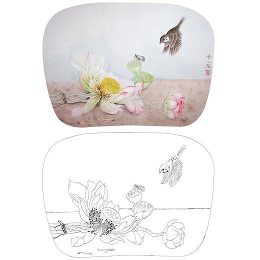 杨冬冬工笔花鸟白描底稿-荷花小品-暮云-HD12 商品图0