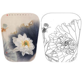 杨冬冬工笔花鸟白描底稿-荷花小品《月下芙蓉图》-多种白描尺寸可选-HD15