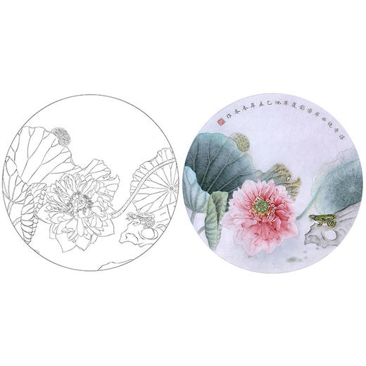 杨冬冬工笔花鸟白描底稿-荷花小品《浮香绕曲岸》-多种白描尺寸可选-HD02 商品图0