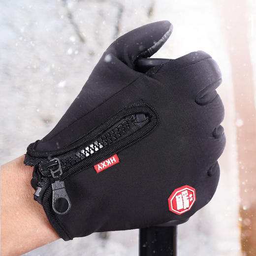 秋冬季可触屏加绒手套男保暖防寒防滑跑步防风运动骑行登山全指女 商品图1