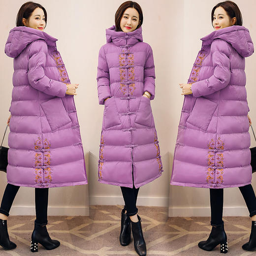 HK-RSLD1828秋季新款民族风盘扣连帽棉服 商品图0