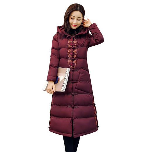 HK-RSLD1828秋季新款民族风盘扣连帽棉服 商品图4