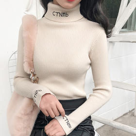 2019秋冬新款包芯纱加厚修身显瘦半针织打底衫高领毛衣女套头上衣