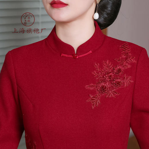 上海旗袍厂TZRY-H-AAAA秋冬季旗袍复古改良红色宴会主持旗袍时尚端庄 商品图3