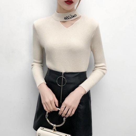 2019秋冬新款包芯纱加厚修身显瘦半针织打底衫高领毛衣女套头上衣 商品图3
