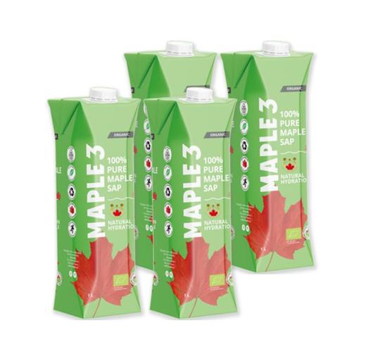 4瓶装加拿大Maple3有机纯天然枫树液饮料 46种维生素矿物质改善免疫（4瓶*1升） 商品图0