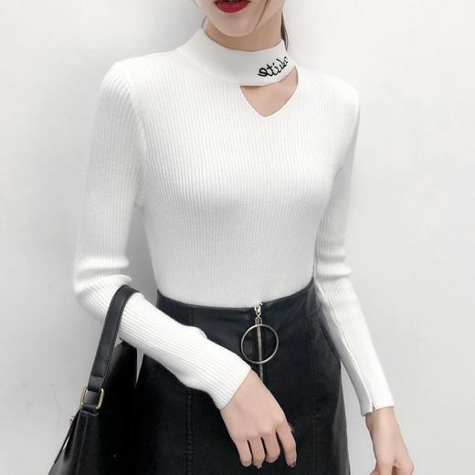 2019秋冬新款包芯纱加厚修身显瘦半针织打底衫高领毛衣女套头上衣 商品图4
