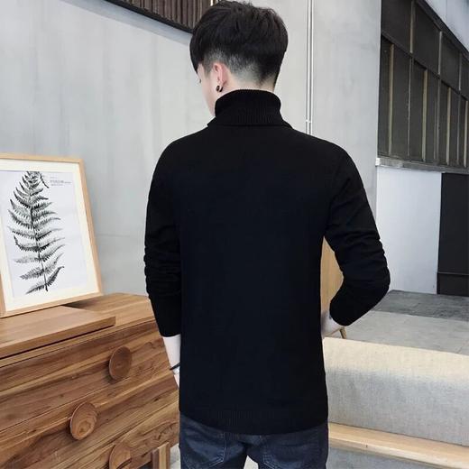 秋冬男士高领毛衣韩版修身纯色针织衫翻领加厚套头打底衫男线衣潮 商品图1