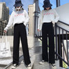 宽松九分阔腿裤女秋季2019新款韩版学生高腰坠感黑色长裤子冬季 商品缩略图1