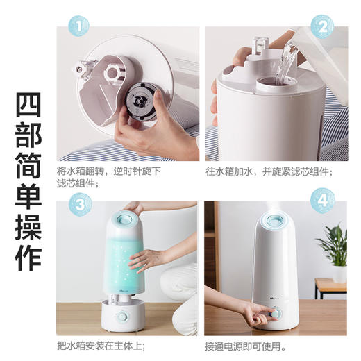 小熊（Bear）加湿器卧室迷你 家用办公室静音空气加湿器 桌面落地香薰机 5升大容量 JSQ-C50U2 商品图7