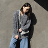 珞藤/慵懒风定染花纱羊毛V领毛衣女秋冬oversize风侧开叉针织衫潮 商品缩略图0